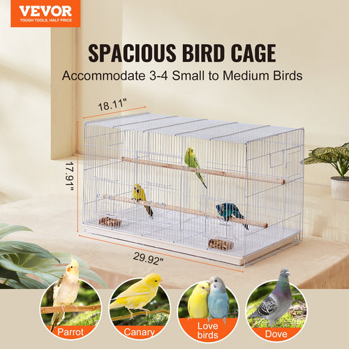 30-inch Flight Bird Cage, Stackable Bird Cage For Small Parrots Canaries Cockatiels Lovebirds Finches Budgies Conures Macaws Pet Travel Birdcage With Handle And Perches